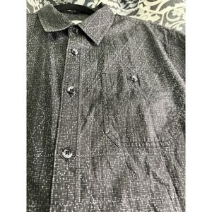 Voyager Button Up Collared Shirt Men M Black Short Sleeve Diamond Print Cotton